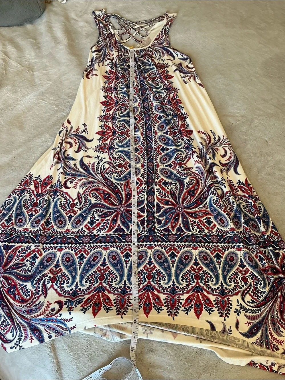 Christopher & Banks Women’s Paisley Maxi V-Neck Multicolored Lined Dress Size XL